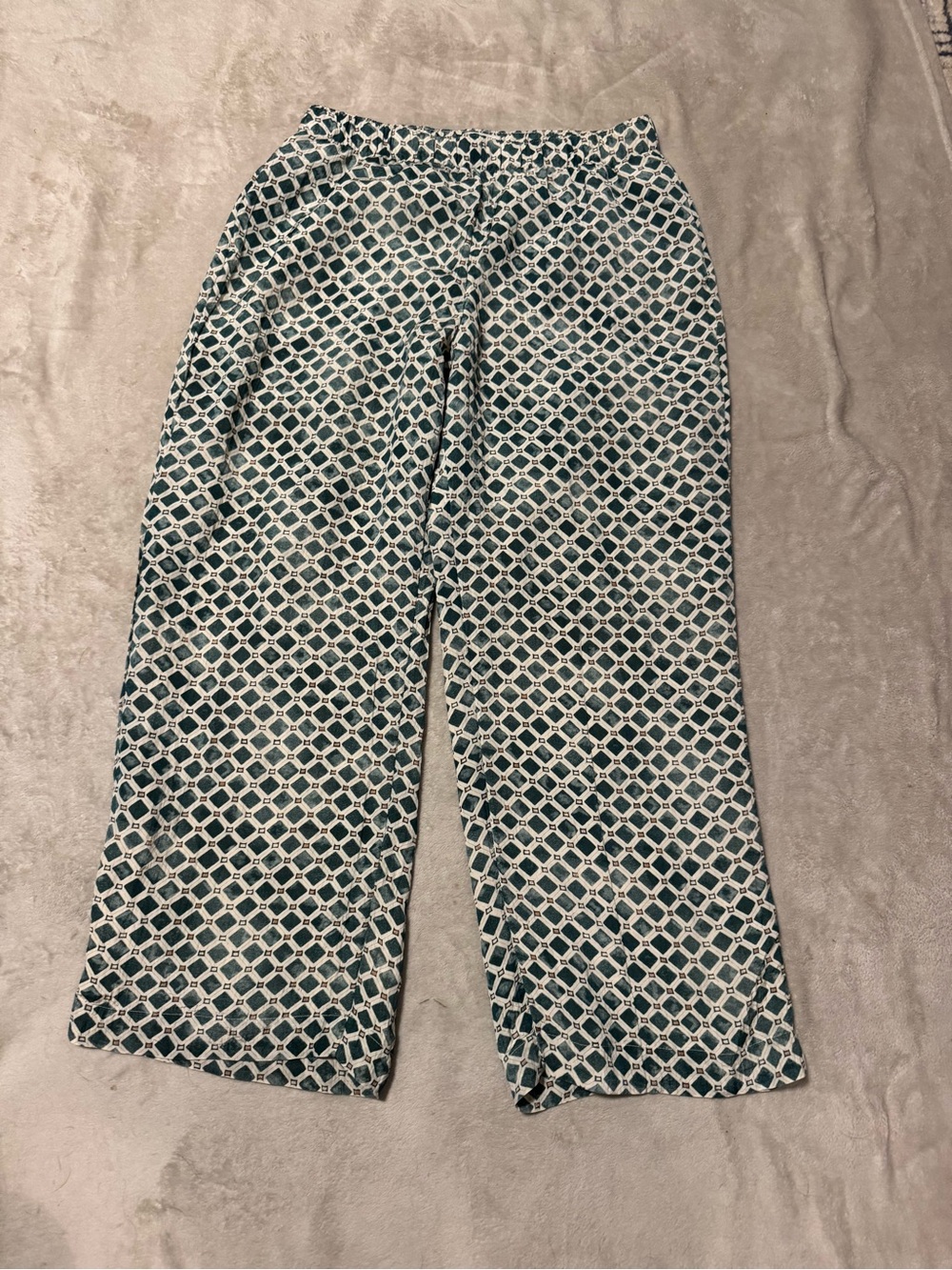 Abercrombie & Fitch Teal and White Geometric Jogger Pants